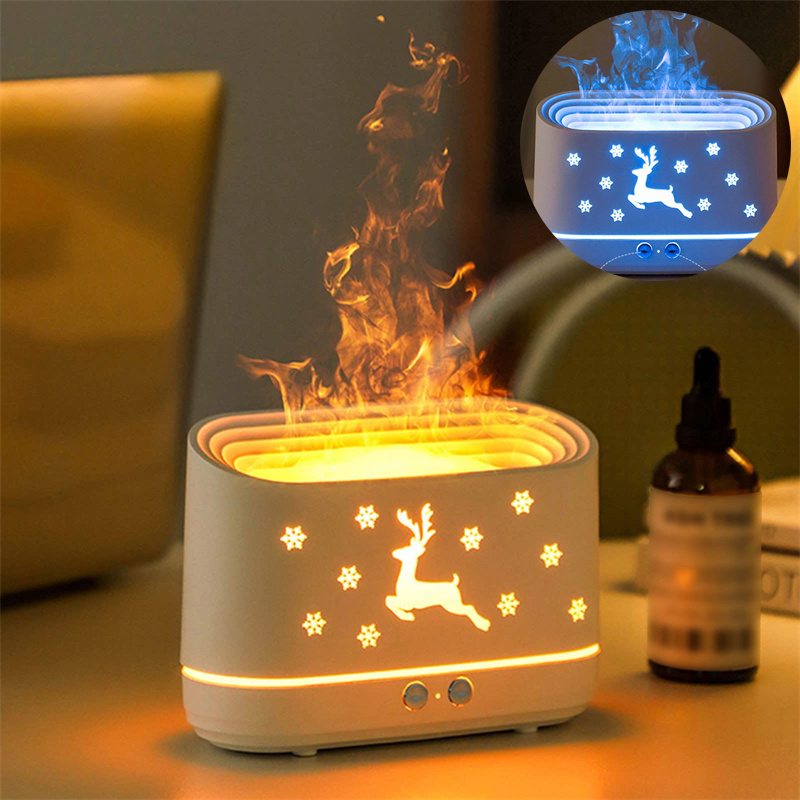 44cf2fc4-8abc-4e77-bf6f-4a235e22cc6f.jpg Elk Flame Humidifier Diffuser Mute Household Atmosphere Lamp Christmas Home Decorations - Image 1