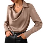 Collared Long-Sleeve Shirts Fashion Commuter Solid Color Blouse Casual Business Tops Women's Clothing - Image 3