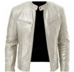 Men's Zip-up Cardigan PU Leather Jacket Fashion Pockets Stand Collar Short Tops Clothing - Image 4