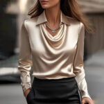 Collared Long-Sleeve Shirts Fashion Commuter Solid Color Blouse Casual Business Tops Women's Clothing - Image 10