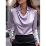 Collared Long-Sleeve Shirts Fashion Commuter Solid Color Blouse Casual Business Tops Women's Clothing - Image 6