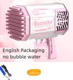 Bubble Gun Rocket 69 Holes Soap Bubbles Machine Gun Shape Automatic Blower With Light Toys For Kids Pomperos - Image 2