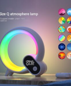 Creative Q Light Analog Sunrise Digital Display Alarm Clock Bluetooth Audio Intelligent Wake-up Q Colorful Atmosphere Light